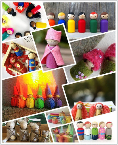 Set of 50 Wooden Assorted Peg Leg Dolls Loose Parts