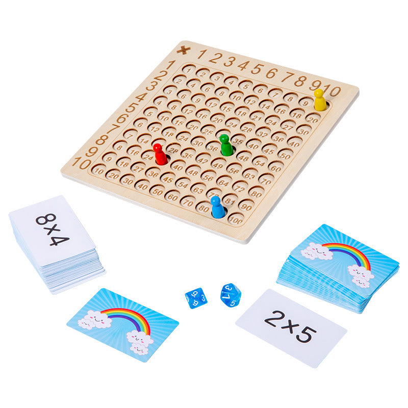 Wooden Multiplication Board  Game with Flash Cards