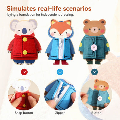 Dressing Up Animal Friends – Montessori Busy Board Trio