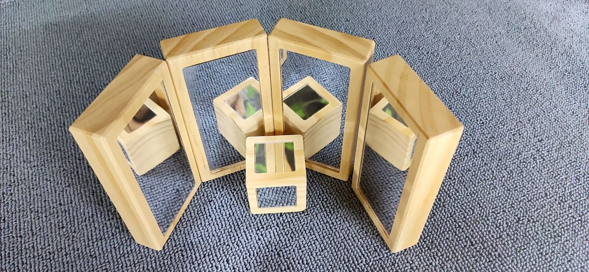 26pc Premium Wooden Blocks Building Mirror Blocks With Tray