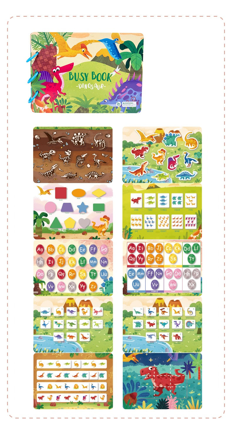 Kids Educational Dinosaur Busy Board Quiet Book Number Puzzle Activity Book