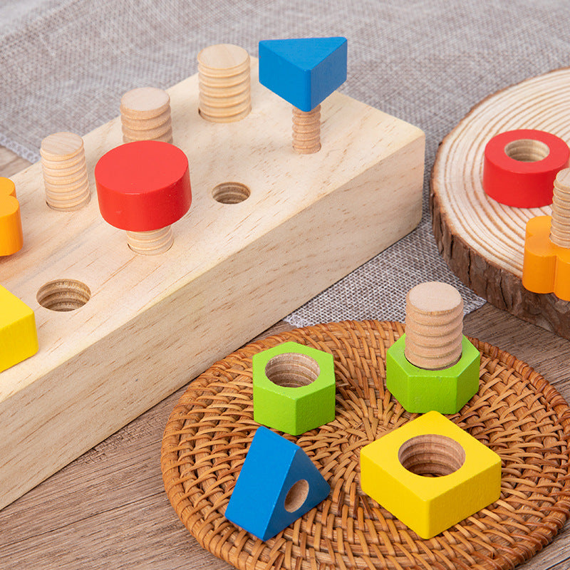Montessori Wooden Screw Nuts and Bolts Busy Board Toy