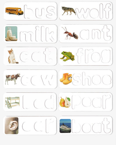 Grand jeu d'orthographe en bois avec cartes d'orthographe en bois