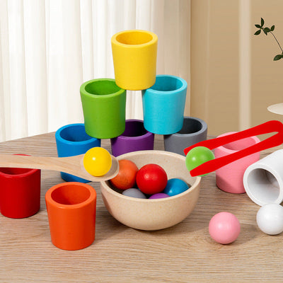 Juguetes Educativos de Madera para Niños: Tazas de Clasificación de Colores