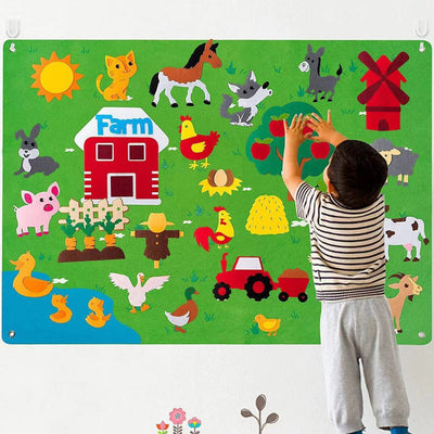 Fidtoy Learning Felt Board Wall Toy for Kids 3+ Zoo & Universe