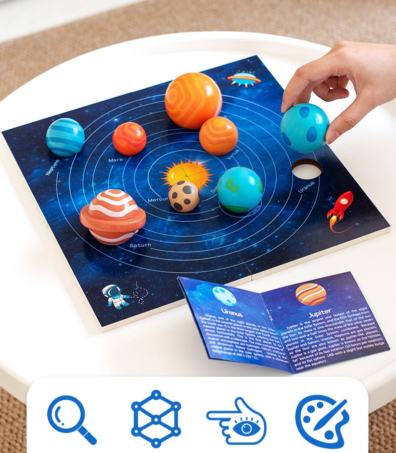 Large Montessori Solar system Model puzzle with Planets Board With Booklet