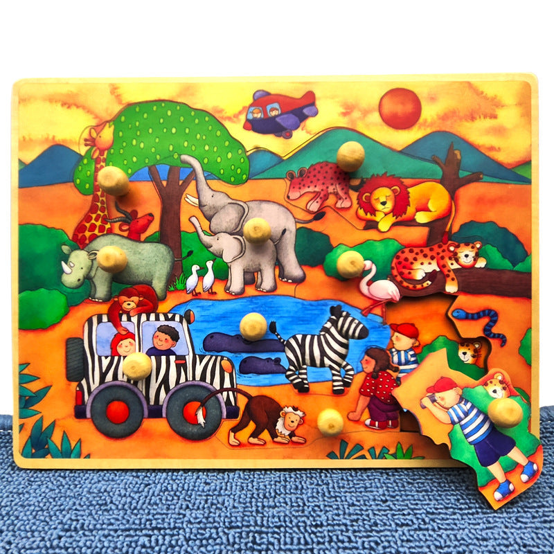 Wooden Big Knob Jungle Puzzle Puzzle board
