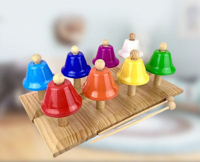 Set de Campanas de Percusión de Lujo de 8 Tonos, Instrumento Musical para Niños, Juguete Sonoro
