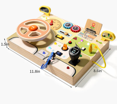 Tableau d'activités de luxe pour enfants Thème conduite LED avec boutons et cadrans lumineux