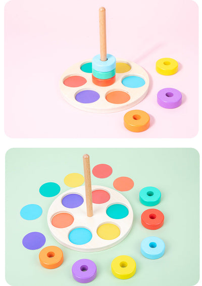 Montessori 6 Ring Column Stacker Colour Sorter