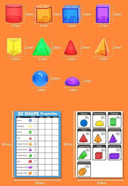 60 Pcs Transparent translucent  3D Geometric Shapes