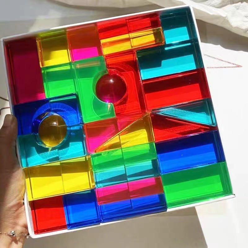 30pcs Translucent Geometrical Acrylic Lucite Blocks Toy