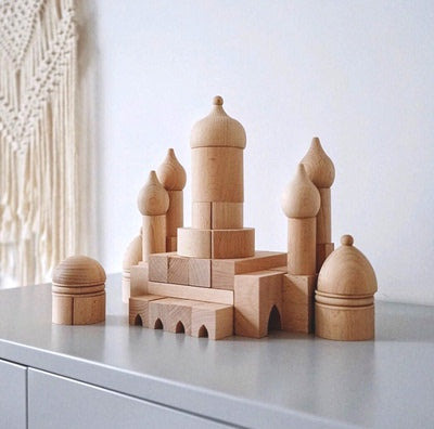 Wooden Church Building Blocks Set Open Ended Play Kids Toy