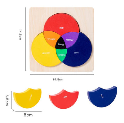 Puzzle en bois Montessori avec roue des couleurs primaires