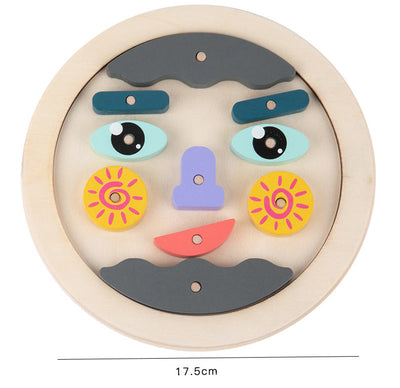 Rompecabezas de aprendizaje de expresiones emocionales faciales para niños, de madera