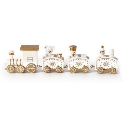 Juego de minitren de Navidad de madera – Decoración festiva para las fiestas