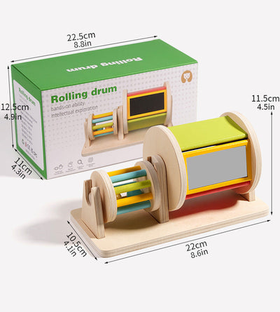 Tambor giratorio doble Montessori para bebés con espejo y sonido