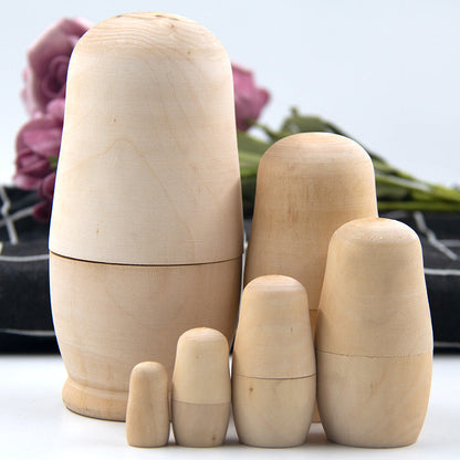 Wooden Natural Nesting Dolls Russian Dolls 5Pc