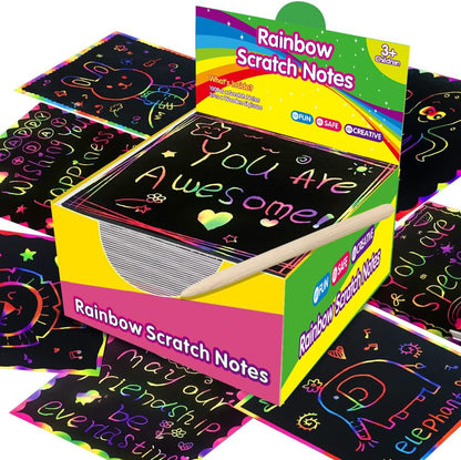 100 Sheets 9cm x 9cm Fluro Scratching Paper Art Kit