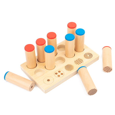 Boîtes cylindriques sonores Montessori Jeu de tri et d'association sensoriel avec trieur de motifs et mémoire des couleurs