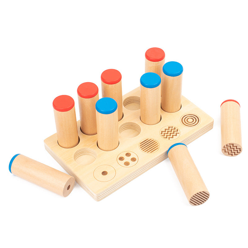 Montessori Sound Cylinder Boxes Sensory Sorting Matching Board with Pattern Sorter Memory Colour