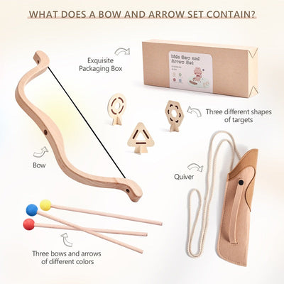 Standard Wooden Bow and Arrow Set Safe tips Kids Toy
