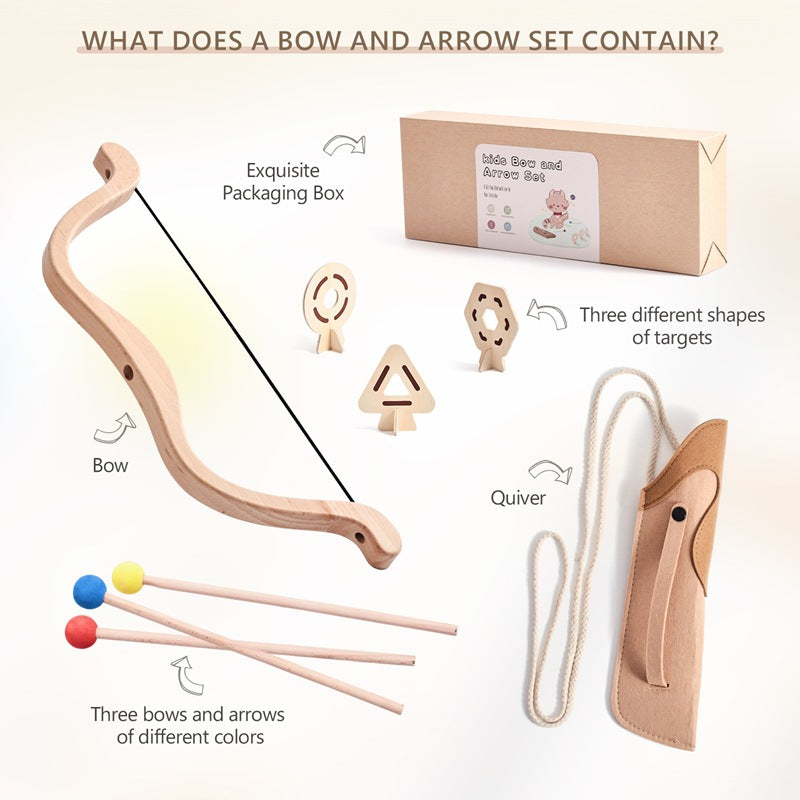 Standard Wooden Bow and Arrow Set Safe tips Kids Toy