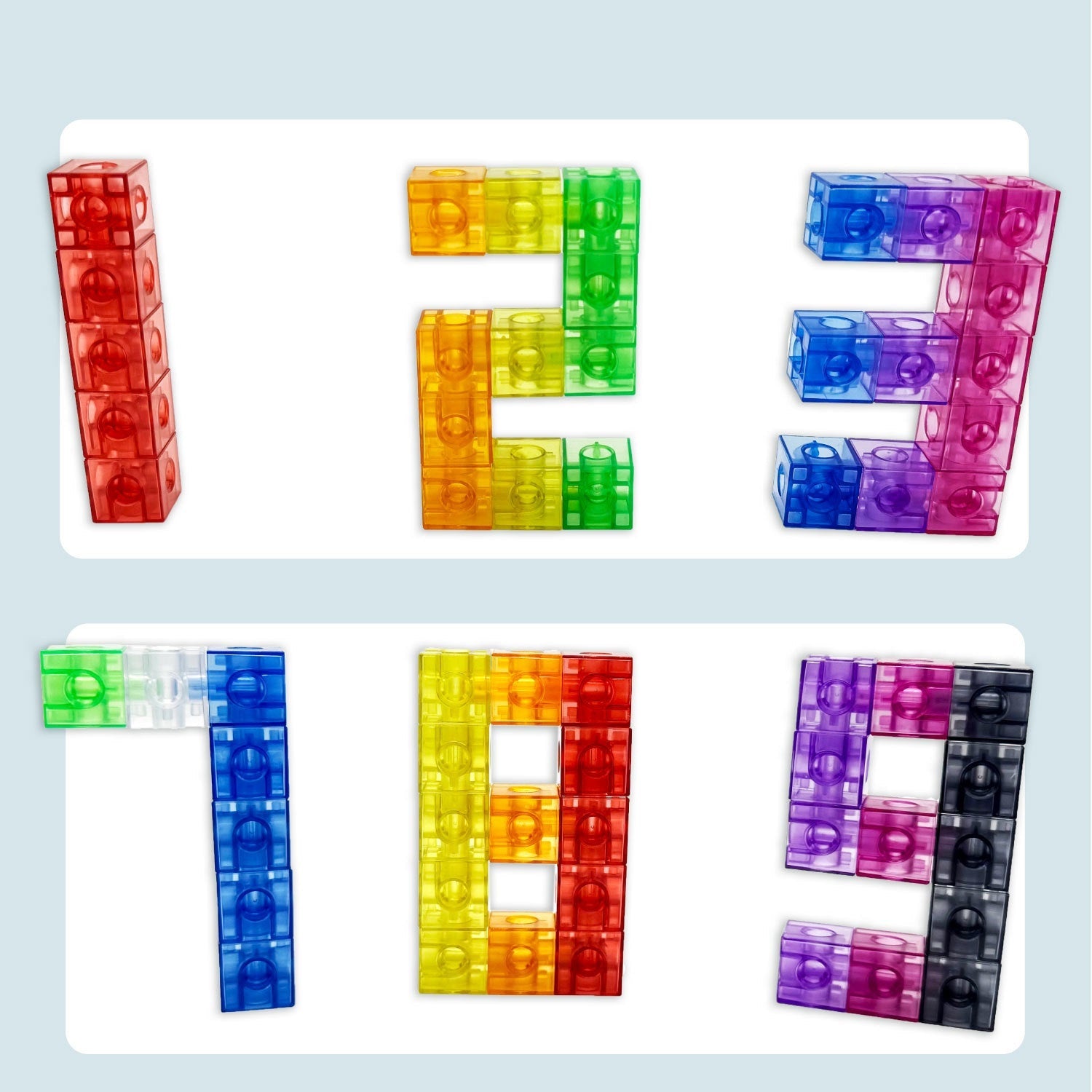 100 Math Cubes Transparent Rainbow Linking Cubes Number Blocks