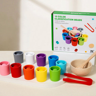 Juguetes Educativos de Madera para Niños: Tazas de Clasificación de Colores