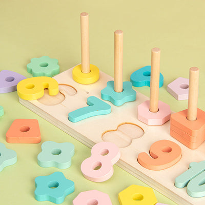Wooden Educational Numbers Counting Shape Sorting Game Kids Toy