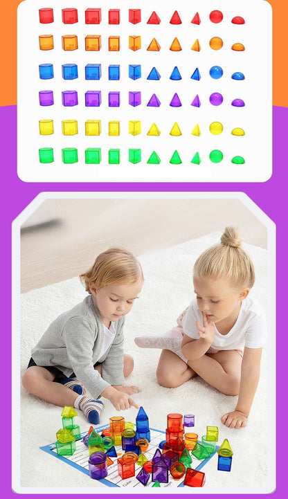 60 Pcs Transparent translucent  3D Geometric Shapes