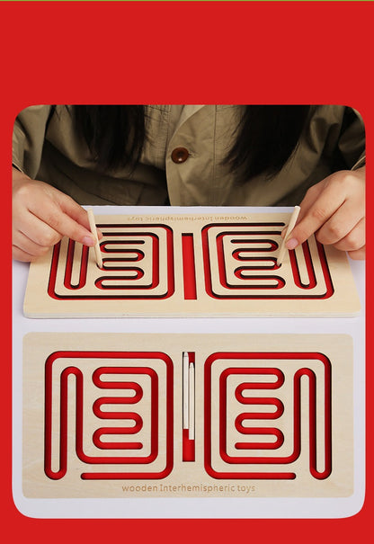 Pre-writing Board Left and Right Brain Training  Wooden Tracing Board Motor Skills Toy