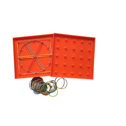 Set of 6 Educational Geometric Pin Board Elastic Nail Peg Board