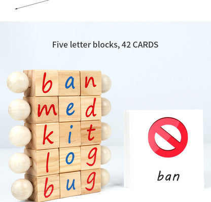 Spin and Read Phonic CVC Word Game with Montessori Three Parts Card Spelling Learning Toy