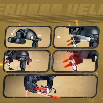 Multifunctional Tactical Helmet Children's Model Outdoor Set with Binoculars, Flashlight, High-Definition Telescope,  Infrared and Amplifying Communication Microphone A Perfect Gift Toy for Boys