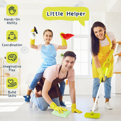 Kids Play Trolley Cleaning Set - Educational Toy Cleaning Set for Toddlers, Children’s Role Play Cleaning Tools with Housekeeping Cart, Broom, and Dust Pan, 12 Pieces Pretend Play Set for Boys and Girls Ages 3-8