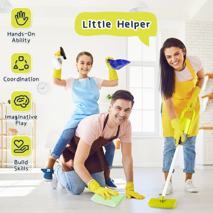 Kids Play Trolley Cleaning Set - Educational Toy Cleaning Set for Toddlers, Children’s Role Play Cleaning Tools with Housekeeping Cart, Broom, and Dust Pan, 12 Pieces Pretend Play Set for Boys and Girls Ages 3-8