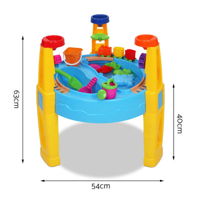 Table de jeu bac à sable et à eau pour enfants avec parasol – 26 pièces, jouet d'activité d'extérieur pour tout-petits