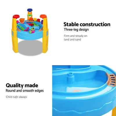 Table de jeu bac à sable et à eau pour enfants avec parasol – 26 pièces, jouet d'activité d'extérieur pour tout-petits