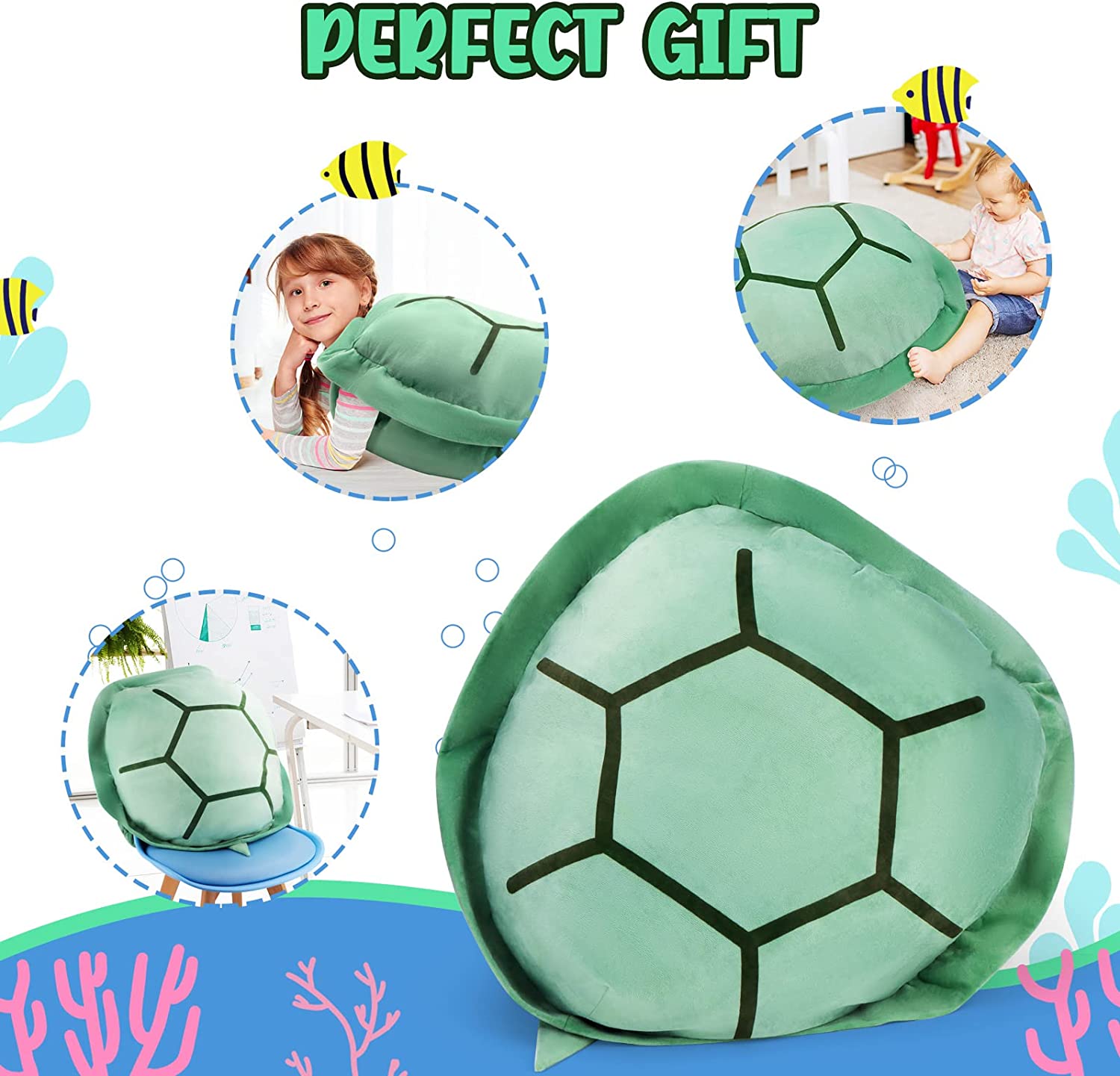80CM Wearable Turtle Shell stuffed Animal Large Toy Plush Pillow Includes Filler Sea Turtle Costume stuffed Animal Gift For Kids Adults