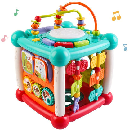 15-in-1 Bluetooth Activity Cube with Shapes Sorting Light Piano Sound Early Learning Educational Toy Christmas Gift for Boys & Girls