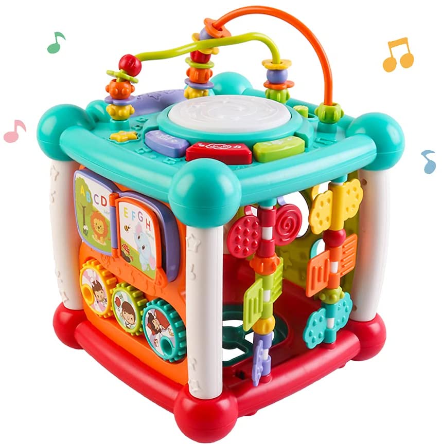 15-in-1 Bluetooth Activity Cube with Shapes Sorting Light Piano Sound Early Learning Educational Toy Christmas Gift for Boys & Girls