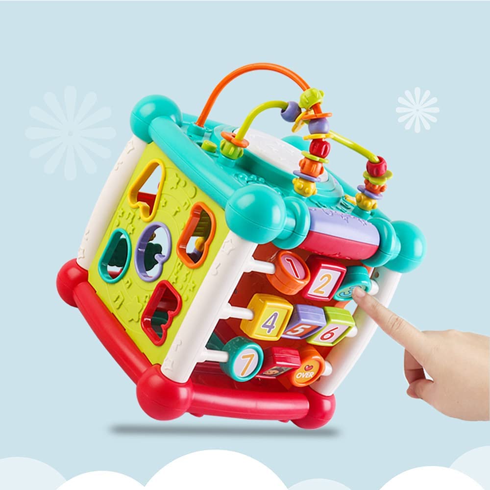 15-in-1 Bluetooth Activity Cube with Shapes Sorting Light Piano Sound Early Learning Educational Toy Christmas Gift for Boys & Girls