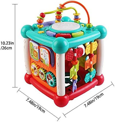 Cube d'activités Bluetooth 15-en-1 avec tri de formes, piano lumineux et sons, jouet éducatif d'apprentissage précoce, cadeau de Noël pour garçons et filles
