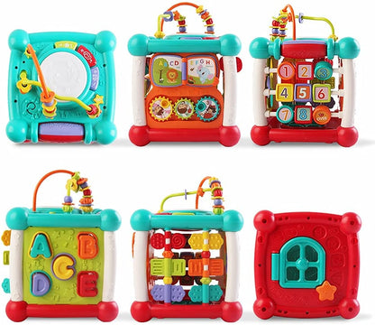 15-in-1 Bluetooth Activity Cube with Shapes Sorting Light Piano Sound Early Learning Educational Toy Christmas Gift for Boys & Girls