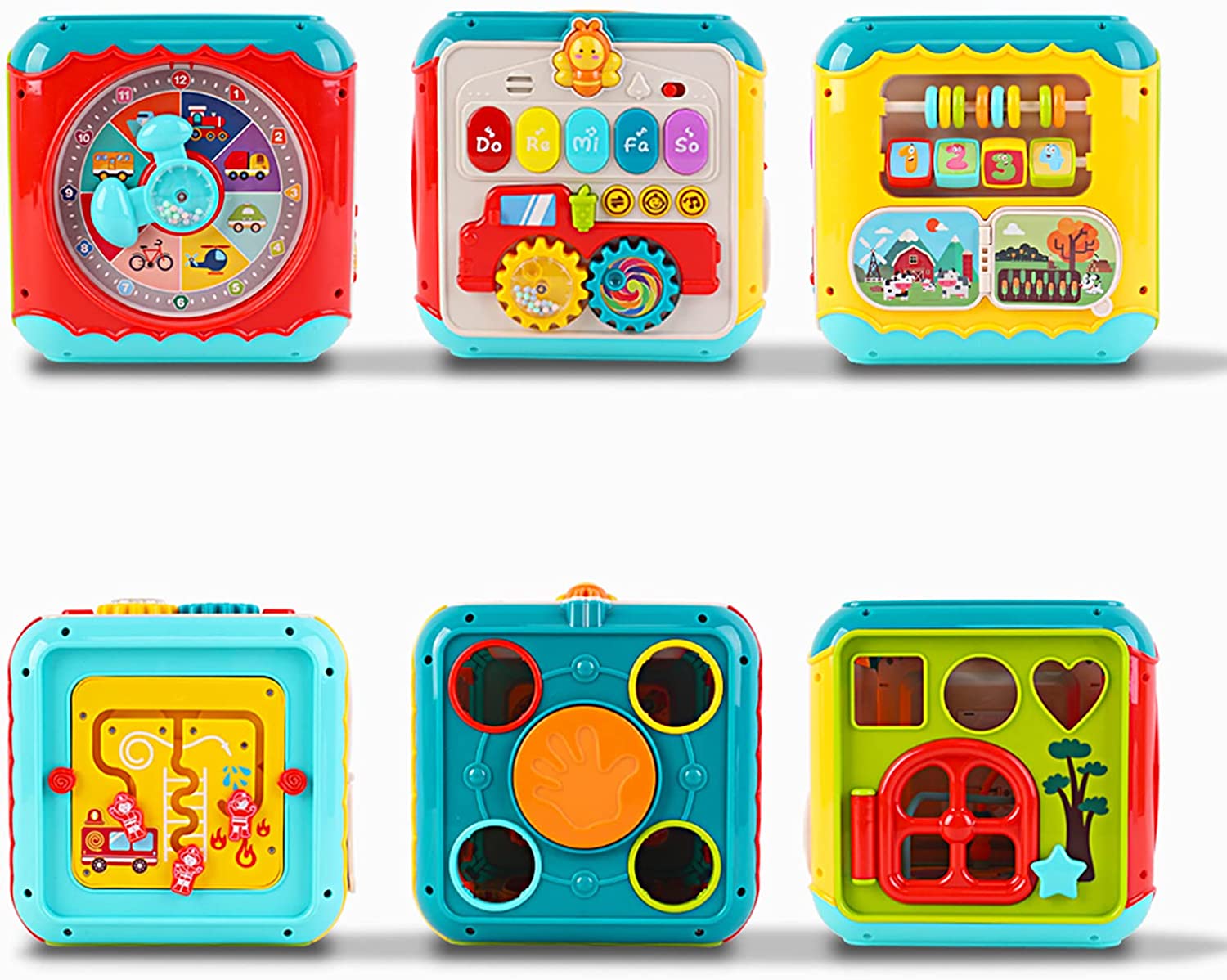 7-in-1 Activity Cube with Shapes Sorting Light and Piano Sound Early Learning Educational Toy Great Birthday Christmas Gift for Kids