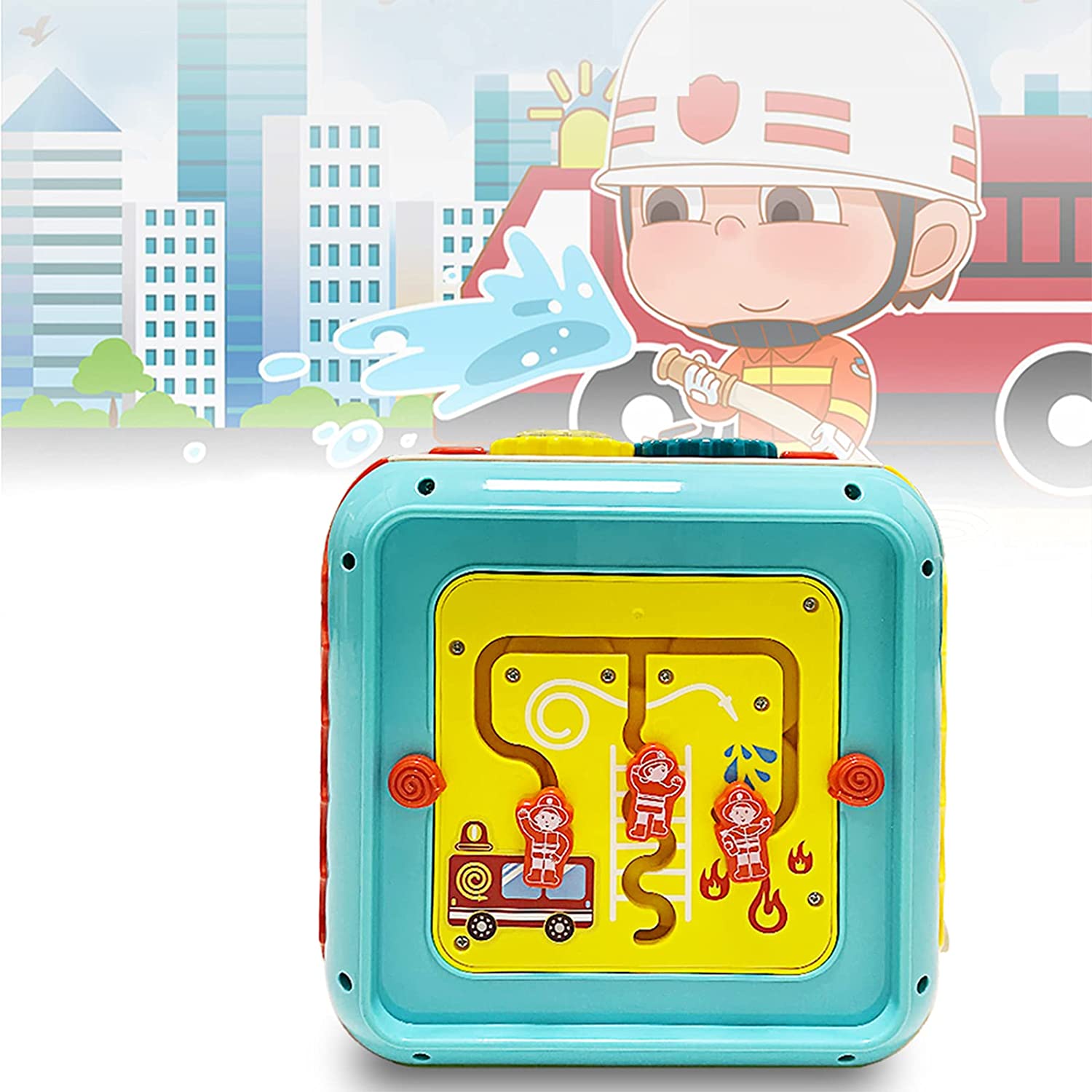 7-in-1 Activity Cube with Shapes Sorting Light and Piano Sound Early Learning Educational Toy Great Birthday Christmas Gift for Kids