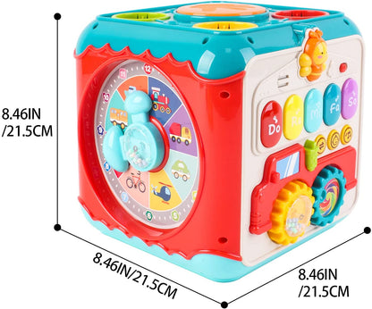 7-in-1 Activity Cube with Shapes Sorting Light and Piano Sound Early Learning Educational Toy Great Birthday Christmas Gift for Kids