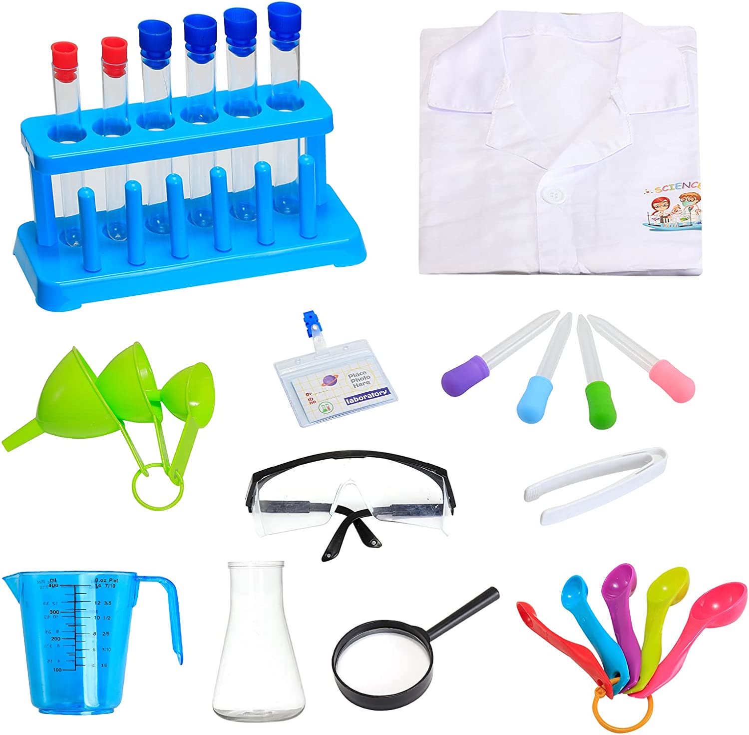 Kids Role Play Laboratory Science Kit with Goggles, Lab Coat & Variety of Play Science Equipment for Children