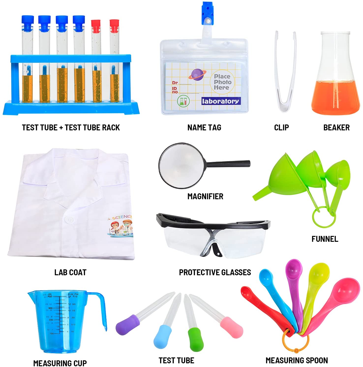 Kids Role Play Laboratory Science Kit with Goggles, Lab Coat & Variety of Play Science Equipment for Children